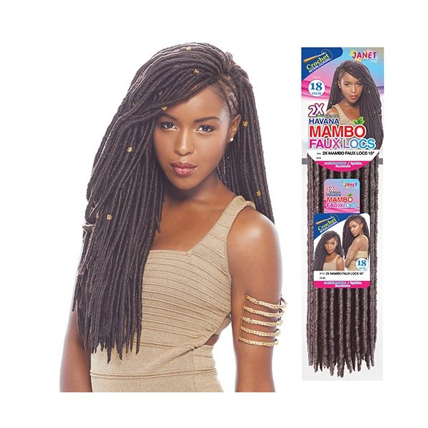 Janet Collection Synthetic Hair Crochet Braids 2X Havana Mambo Faux Locs 18" (30)