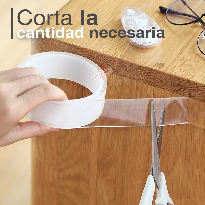 J.H. Company 2 Pcs Cinta Gel Doble Cara Reutilizable Transparente