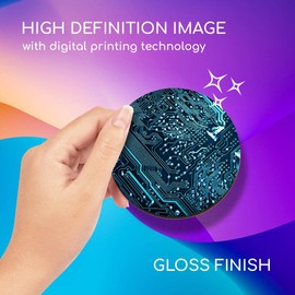 1 x Round Coaster - Computer Motherboard Gamer Gaming Cork Backed MDF Glossy Tea Coffee Accessory #16402