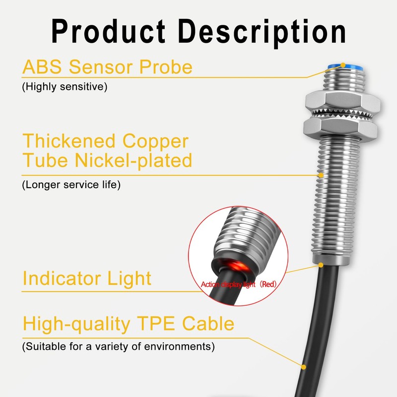 Heschen M8 Proximity Sensor Switch, 5VDC 200mA, NPN NO, 1mm