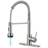 DJS Kitchen Faucets with Pull Down Sprayer, Faucet for Kitchen Sink, Brass Single Handle Single Lever High Arc Spring Faucet with Deck Plate for 1 or 3 Holes Sinks.