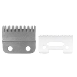 AIRERA Professional 2-Hole Replacement Blades Set #2161, 1 Carbon Steel Fixed Blade, 1 Ceramic Moving Blade, Compatible w/ 5 Star Series Cordless Magic Clip Hair Clippers(Silver)
