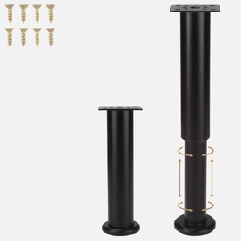 FIVEPEARS 2 PCS Adjustable Furniture Legs 7.08-11.8 Inch,Metal Adjustable Legs for Cabinet;Table;Sofa;Bed，Replacement Bed Frame Support Legs for Bed Frame/Bed Center Slat