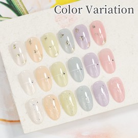 Color Gel Emigoro Gel Nails, Set of 6 Colors, For Beginners, Sheer Color Gel Nails, 0.3 fl oz (10 ml), UV and LED Compatible