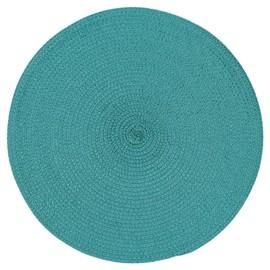Lake Blue Round Placemats Set of 4 Braided Placemats Plastic Woven Place Mat Heat Resistant Non-Slip Tablemats for Kitchen Dining Tables,15 Inches