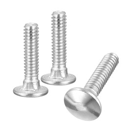 sourcing map 1/4-20x1" Carriage Bolt, 10pcs Round Head Square Neck Screws, 304 Stainless Steel, Fully Threaded, Silver