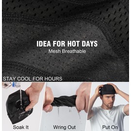 MELASA 3 Pack Cooling Skull Cap, Sweat Motorcycle Helmet Liner Head Cover, Mesh Cycling Running Hat for Men Women, Black+dark Blue+fluorescent Yellow, One Size