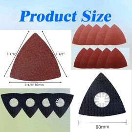 Amazleer Pack of 4 Triangle Sanding Discs 80 mm Triangular Sanding Disc for Fine Multimaster with 8 Sandpaper for Wood, Metal, Hard Plastic, Plaster, Sanding, Rust Removal (14)