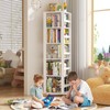 Homykic Rotating Bookshelf, Bamboo 360 Display Spinning Bookcase Tower, 5-Tier