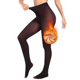 ATHVOTAR Fleece Lined Winter Tights Women - Thermal Warm Opaque Pantyhose Thick Sheer Leggings Burgundy X-Small/Small