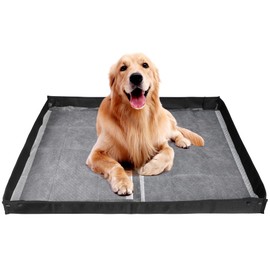Leekalos Portable Dog Pee Pads Holder for Travel, Puppy Pad Holder Foldable Liner Base, Dogs Litter Box Waterproof, Indoor Dog Potty,Easy Clean Large(37"x31"x2")