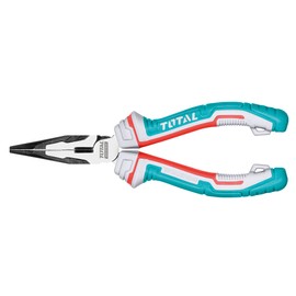TOTAL - Reinforced Flat Nose Pliers | 180 mm | Ideal for Holding, Bending and Cutting | Fall Protection | Made of Chrome Vanadium | 3 Material Fibre Handle