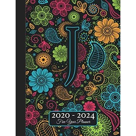 Five Year Planner: Monogram J Voodoo Style Binding I Your Initials Motivational Bullet Planner I 5 Years Appointments, Family Events, Log Book Business I Agenda & Schedule Journal I Christmas Gift
