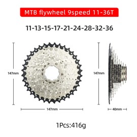 CYSKY 9-Speed Cassette 11-36T Cassette Suitable for Mountain Bike, Road Bike, MTB, BMX, Sram Sunrace Shimano Ultegra xt (Lightweight) (11-36T)