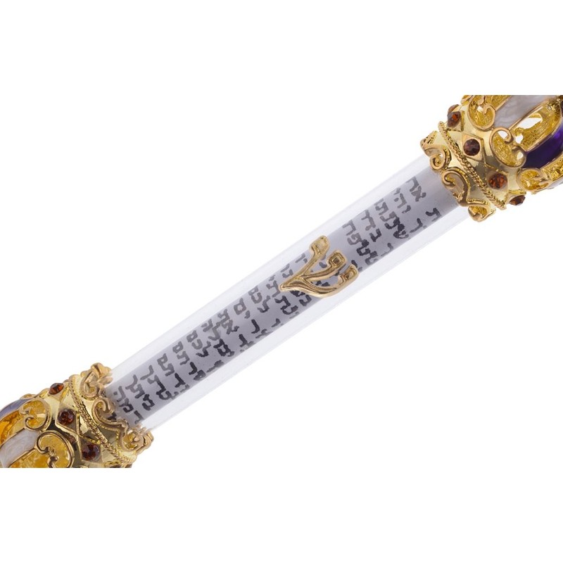 Holy Land Market Gold Plated King David Royal Crown Mezuzah