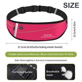 SooGree Slim Running Belt Fanny Packs for Women Men,Water Bottle Holder Hydration Fanny Pouch,Waterproof Sport Waist Pack with Reflective Strip,Runner Belt Bag for Running Cycling Camping Gym (Pink)