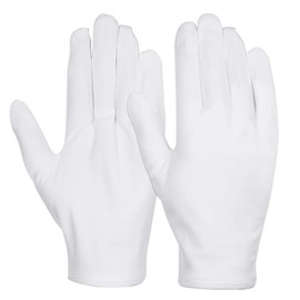 Anezus Cotton Gloves, 3 Pairs White Cotton Gloves, Fabric Serving Gloves for Eczema, Moisturizing, Dry Hands, Coin Jewellery, Silver, Archival Costume Inspection, Medium Size