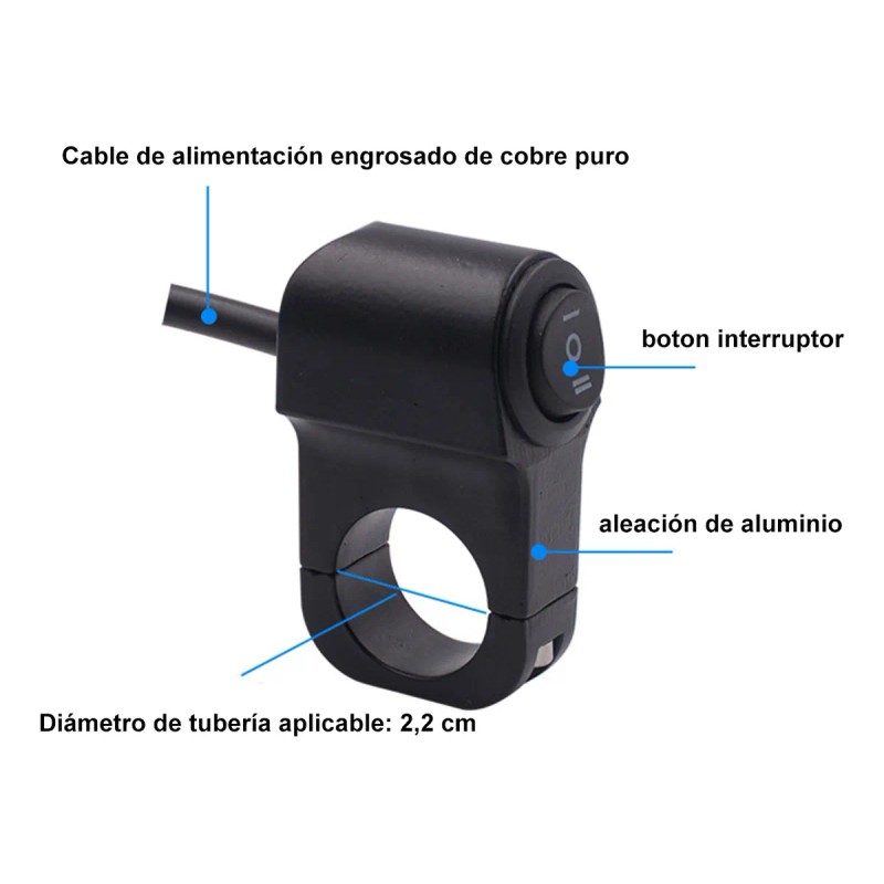 2pcs Switch Pasos Off Aluminio Manubrio Bici Moto