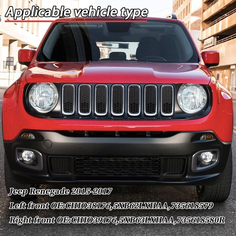 PGTOPONE 2PC Front Kidney Grilles Bezel Cover Kit for Jeep