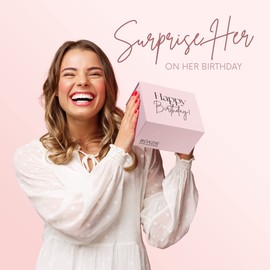 Happy Birthday Gift Box - Birthday Cake Candle & Soap Basket Set, Cute Candles Gifts for Women – Unique Present Ideas for Her, Woman, Friend, Mom, Sister, Coworker, Employee, Female