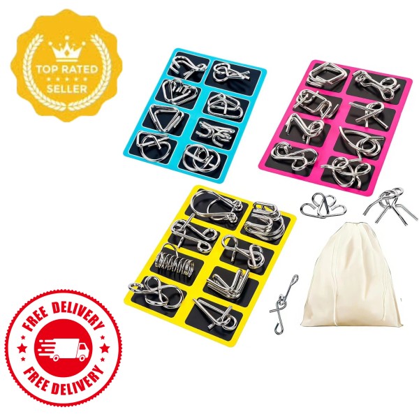 Unbranded Metal Wire Puzzle Set of 24, Brain Teasers for