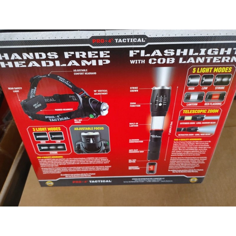 PRO4 PRO-4 FLASHLIGHT WITH COB LANTHERN HAND FREE HEADLAMP