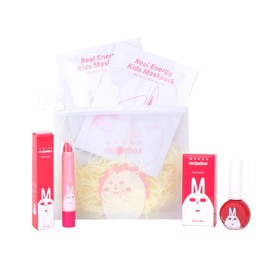 Recipe box children's travel simple makeup set, portable pouch + 2 children's mask packs + lip crayon + nail polish glossy pearl red, 1 set / 레시피박스 어린이 여행용 심플 메이크업 세트, 휴대용 파우치 + 어린이 마스크팩 2p + 립크레용 + 매니큐어 글로시펄 레드, 1세트