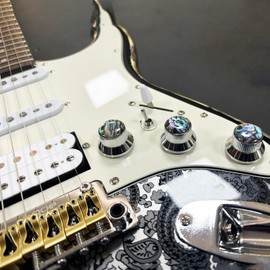 OVSAL 3PCS Electric Bass Guitar Metal Knobs with Abalone Shell Tops Electric Guitar Volume and Tone Knobs Replacement for Strat Stratcaster Tele Telecaster Jazz Gibson Les Paul（ Chrome）