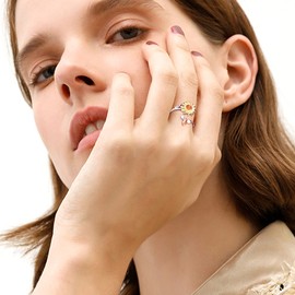 Diamday Sterling Silver Fidget Anxiety Ring for Women Sunflower Spinner Ring Open Adjustable Fidget Rings for Anxiety Relieving Stress CZ Flower Moon Star Stackable Rings Fidget Jewelry Women