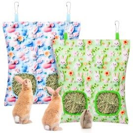UPINS 2 Pack Rabbit Hay Feeder, Guinea Pig Hay Bag for Guinea Pig Cage Hay Feeder for Bunny Rabbits Animals Small Pets and Chinchillas Hamstersc