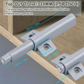 Push To Open Door Latch Cabinet Hardware CBRIVE Magnetic Push Latch & Lock for Hidden Framed & Frameless Kitchen Door Magnet Touch Release Drawer Opener Strong Spring Slim Tip-On Closure (Gray, 4Pack)
