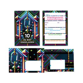 12 Invitations for 10th Children's Birthday Girls Boys Climbing Park Cool Colourful Invitations Tenth Birthday Includes 12 Envelopes, 12 Party Bags / Natural, 12 Stickers