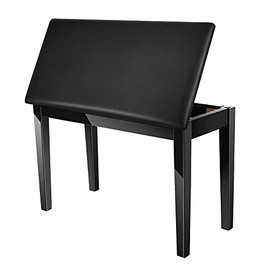 Neewer® Wooden Duet Piano Bench with Padded Leather Cushion for Deluxe Comfort and Bulid-in Flip-Top Seat Extra Storage Compartment for Music Books and Other Accessories, Black