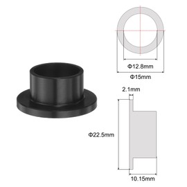 HARFINGTON 8pcs Flanged Sleeve Bearings Plastic Bushings 12.8mm Bore x 15mm OD x 10.15mm Length Black POM Bushings