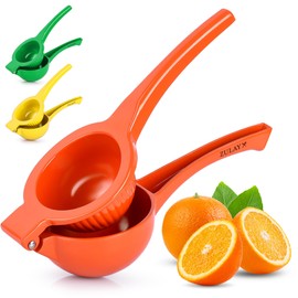 Zulay Premium Metal Orange Squeezer – Heavy-Duty Manual Citrus Juicer for Maximum Juice Extraction – Ergonomic, Easy to Clean, Dishwasher Safe (Orange)
