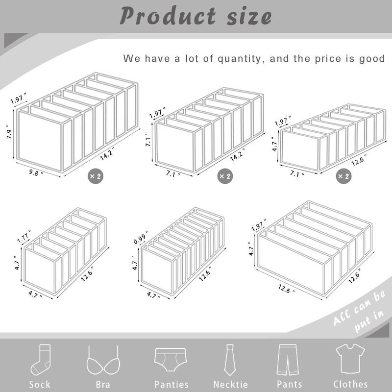 ULENDIS 9 Pack Wardrobe Clothes Organizer for Drawers, Foldable Clothes