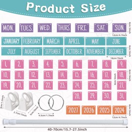 Calendar Bulletin Board Set Rainbow Flip Calendar with Holder Adjustable Calendar Holder Includes 54 Date Cards for Classroom Home Decor(Colorful)