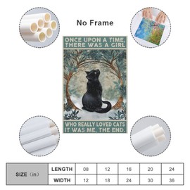 Black Cat Once Upon a Time There was a Girl Who Really Loved - Funny Vintage Sign Wall Decor poster - Gift For Women And Girl 12x18inch(30x45cm)