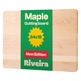 Riveira Maple Wood Cutting Board – Gourmet Maple Grandeur: 24 x 18 Wooden Cutting Board – Natural Wooden Cutting Boards For Kitchen Decorative – Innovative Juice Grooves Maple Wooden Chopping Board