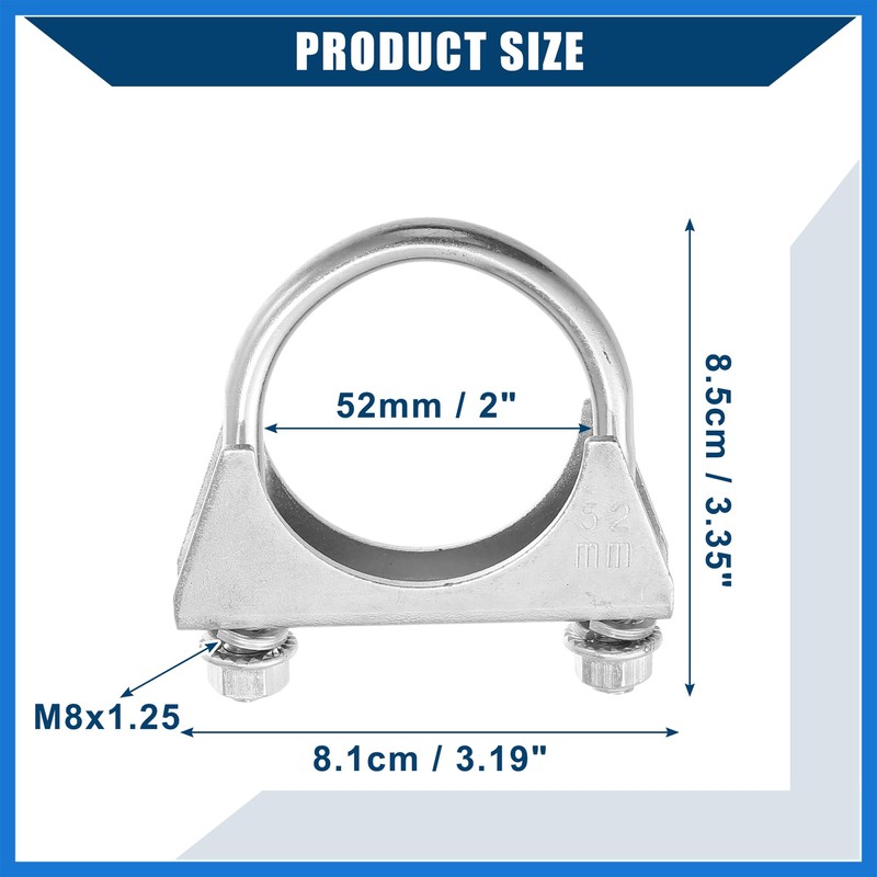 VekAuto Round U Bolt Muffler Exhaust Clamps for Car /