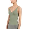 Women's Fit Camisole with Built in Bra - Spaghetti Straps Camis Tank with Shest pad One-Piece Cut Seamless (XL, A-Loden Green)