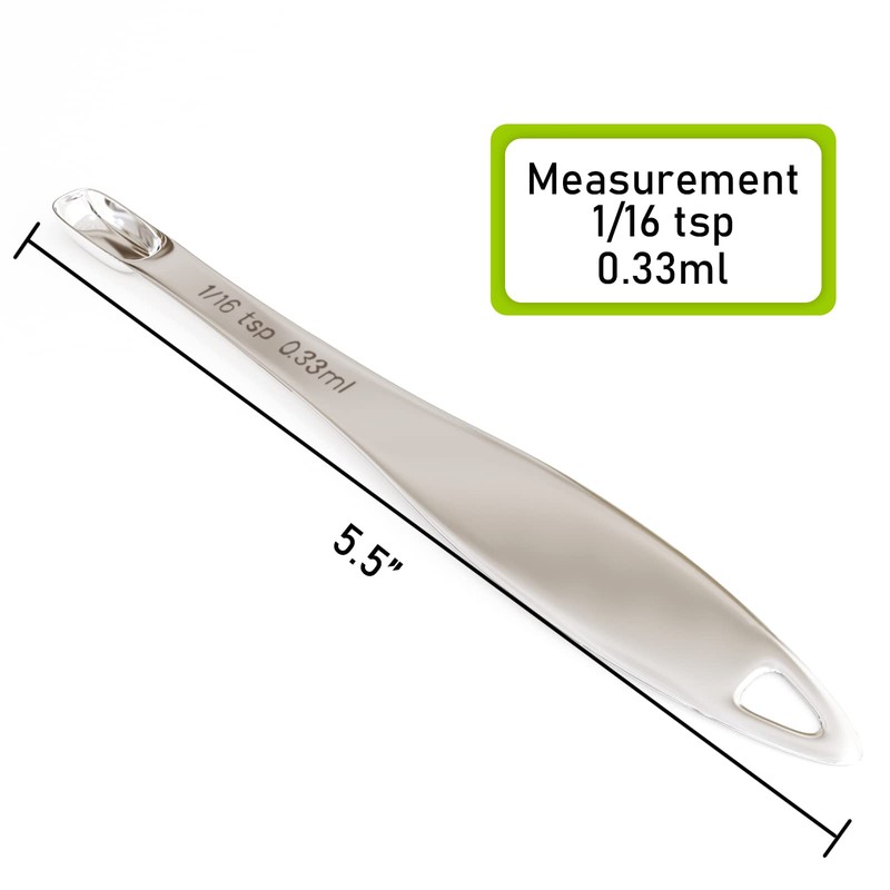BERYLER 1PCS 1/16Teaspoon (0.33ml) Single Measuring Spoon, Individual Stainless Steel