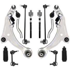 HALEQP 12 PCS Front Suspension Kit Lower Control Arm Ball Joint Front & Rear Sway Bar Links Inner & Outer Tie Rod Bellows Boots Replacement for 2009-2014 Nissan Maxima