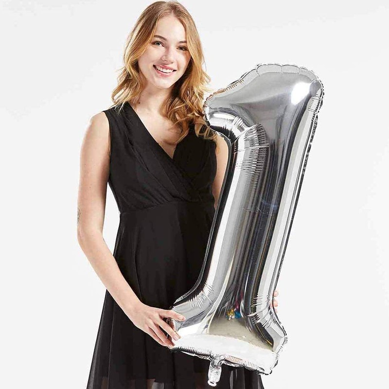 Tekoo Big Number 21 Balloons Birthday Party Balloons Decoration Silver