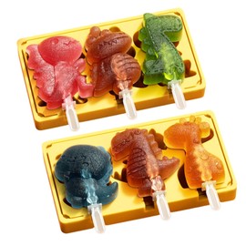 PTaizjjz Popsicles Molds,2PCS Silicone Dinosaur Popsicle Molds,Homemade Ice Pop Molds Maker For Kids,Ice Cream Mold with Lids & Reusable Sticks