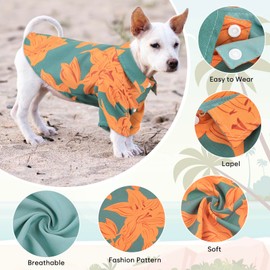 Vizbrite Dog Shirt Hawaiian Pet Costume, Double Sided Style Pet Dog Shirts, Breathable Big Cat Fashion Tshirt for Small Medium Puppy (Green S)