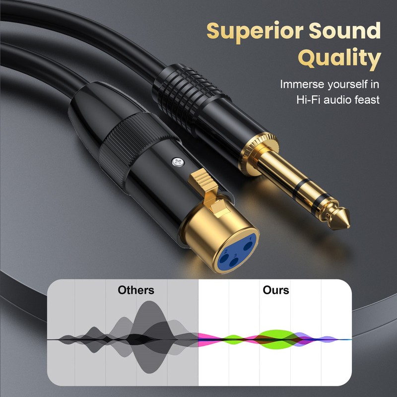 XLR to 6.35mm Cable Female to Male Gold Plated XLR