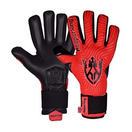 Keeperking Goalkeeper Gloves for Adults, Juniors, Men's, Unisex Football Gloves, Inner Seam, Professional Grip, 4 mm, Firm Fit, 11, Red, Black, Negative Cut