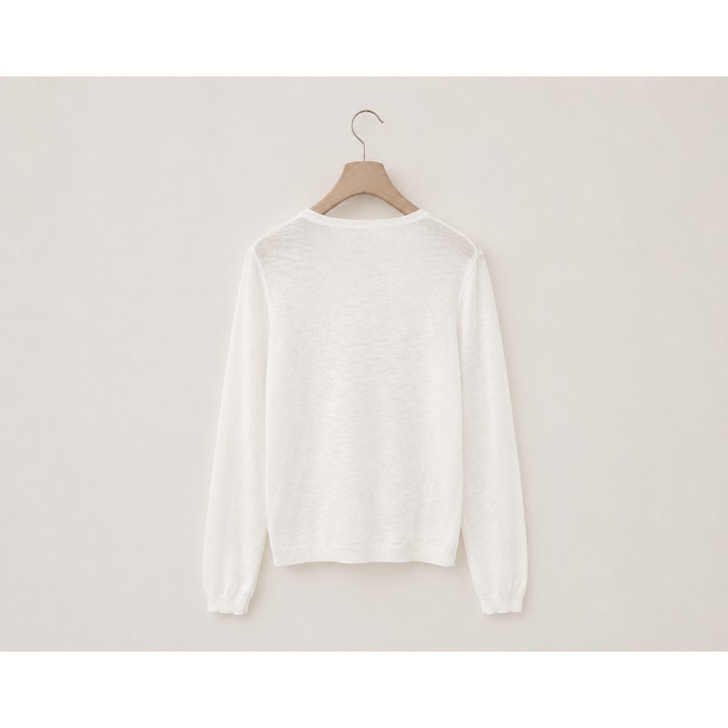 See-through thin long sleeve point button summer women's cardigan V-neck