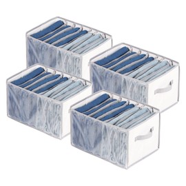 Univivi Extra Large Wardrobe Clothes Organizer Closet Organizer Portable Pants Sweaters Organizer for Closet,T-Shirt, Underwear, Upgraded 7 Grids Jeans Hoodie Organizer Clothes Organizer - Set of 4